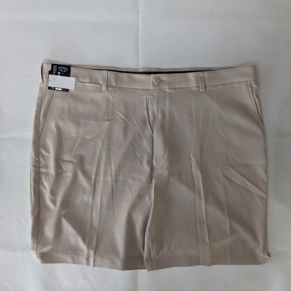 NEW- 50 Big Mens 7"I Roundtree & Yorke Performance Chino Flat Shorts  Stone